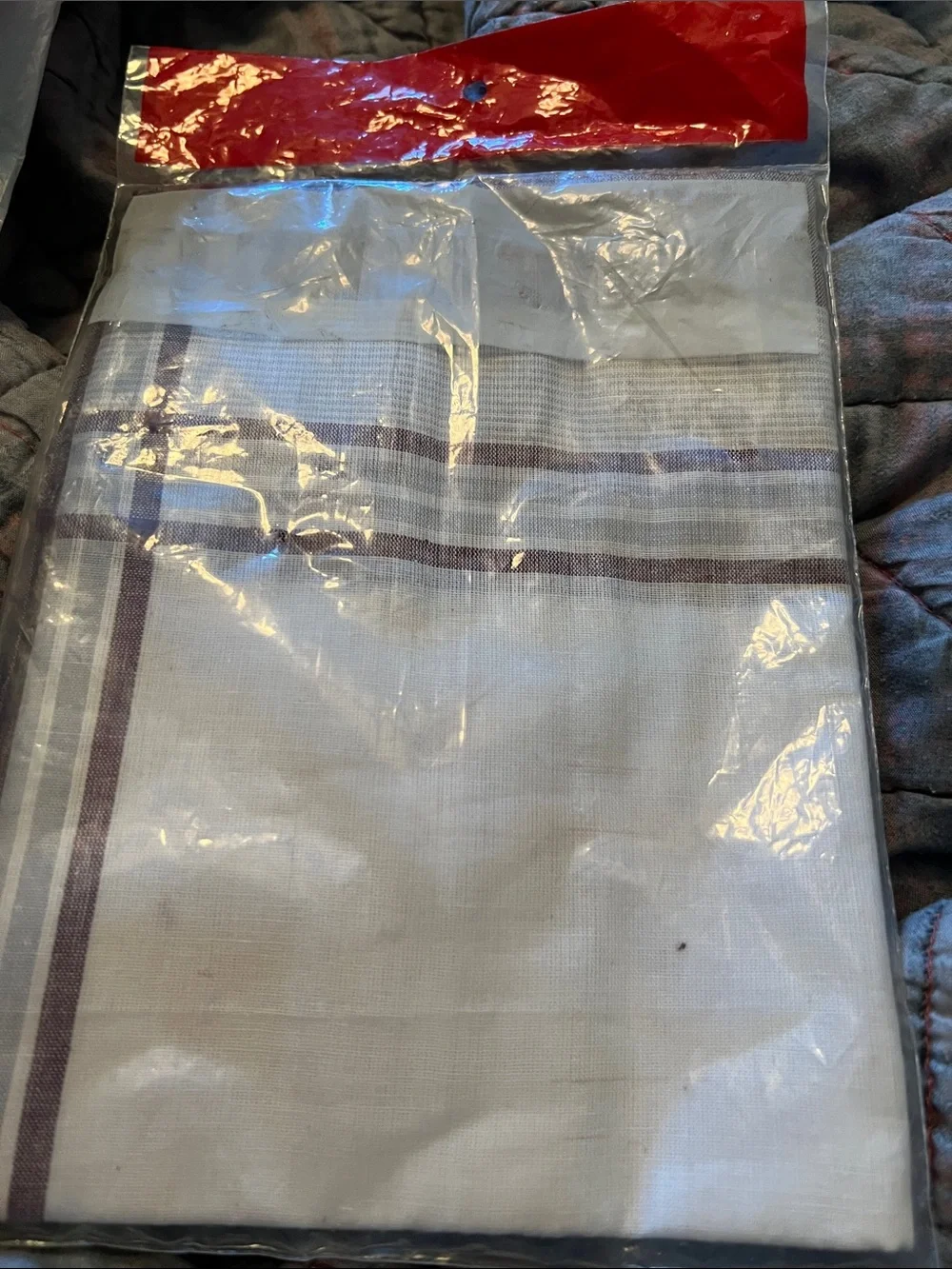 WoolWorth Striped Handkerchiefs in White and Brown, 4 in the pack.